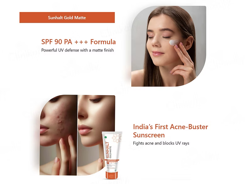 Sunhalt Gold Matte Sunscreen SPF 90 PA++ 50g